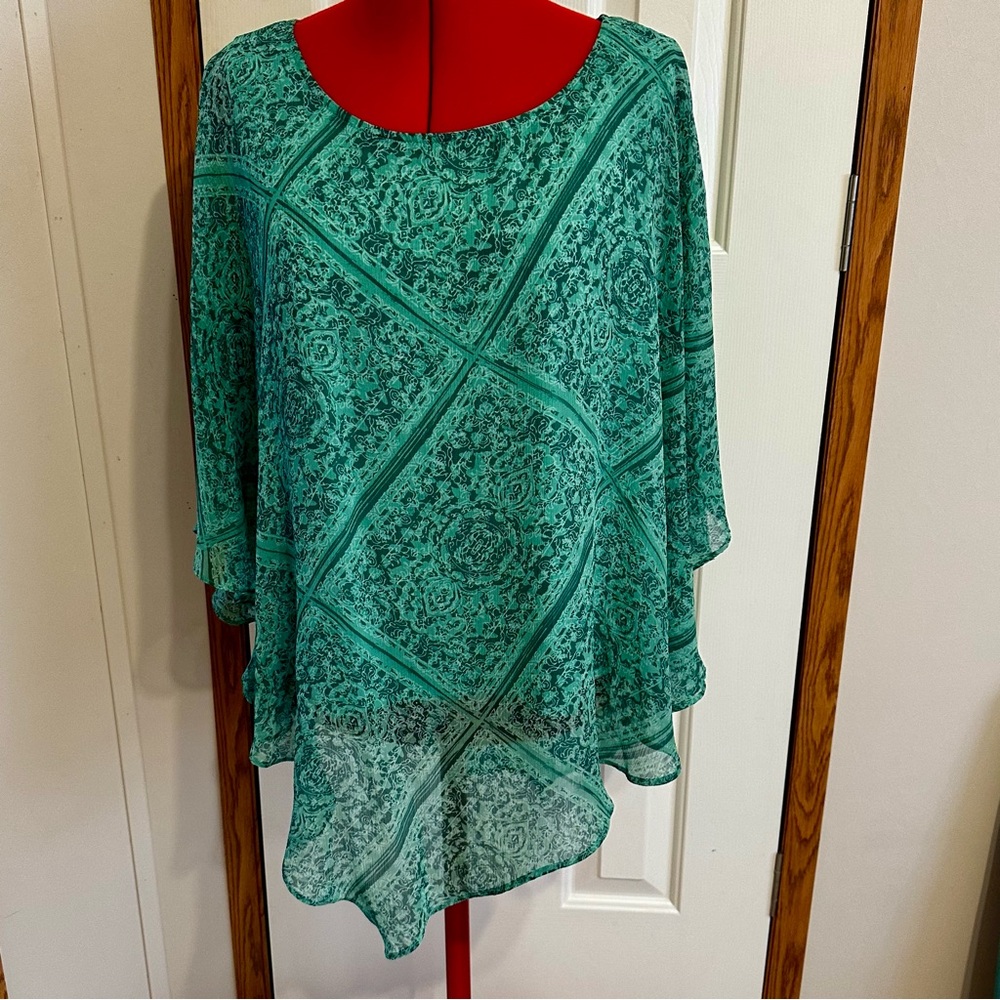 Dana Buchman Teal Patterned Women's Tunic